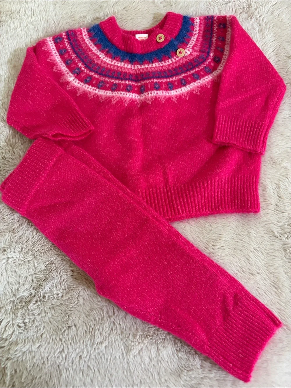 Cat & Jack Hot Pink Fair Isle Sweater & Legging Set